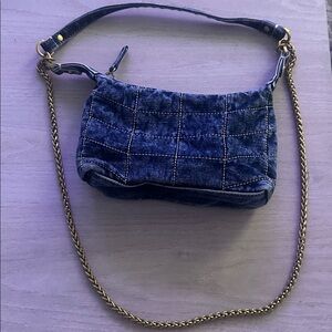 ZARA Blue Denim Bag with Gold Accents